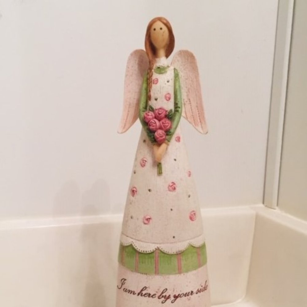Angel Figurine on a Pedestal "Here By Your Side" - Flowers